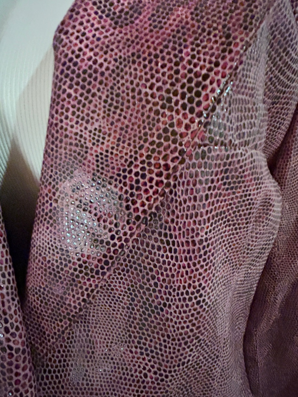 Ellen Tracy Leather Snake Skin Print Purple Textured Blazer - Picture 2 of 6